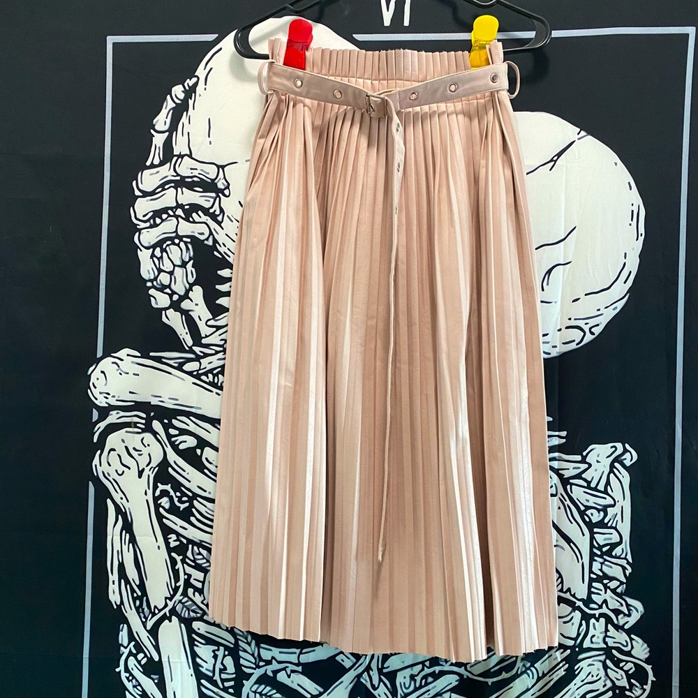 Na-kd Pleated Faux Leather Midi Skirt